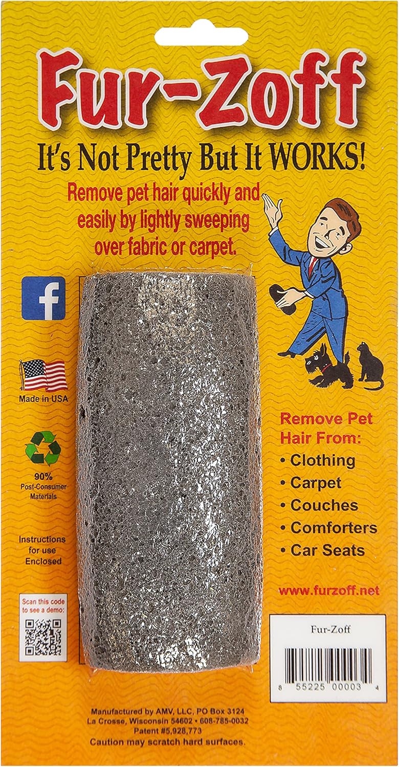 Fur-Zoff Pet Hair Removal Tool for Effective Cleaning of Carpets, Clothing, and Automotive Interiors - Image 1